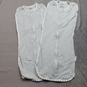 Comfy Cubs Baby Swaddle Wrap 2-Pack L 100% Cotton Gray With‎ Stripes